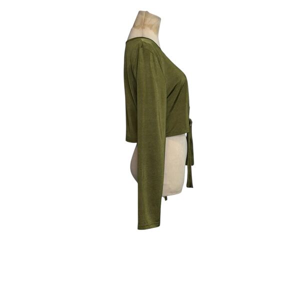 Shein green long sleeves front tie crop top Size 2XL - Picture 8 of 10